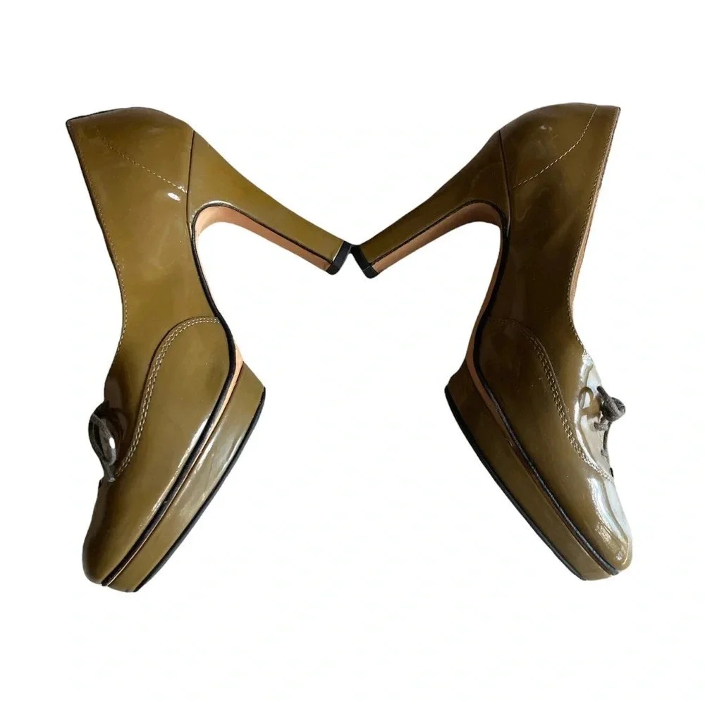 REPETTO Taupe Patent Leather Classic Platform Shoes Size 35/5